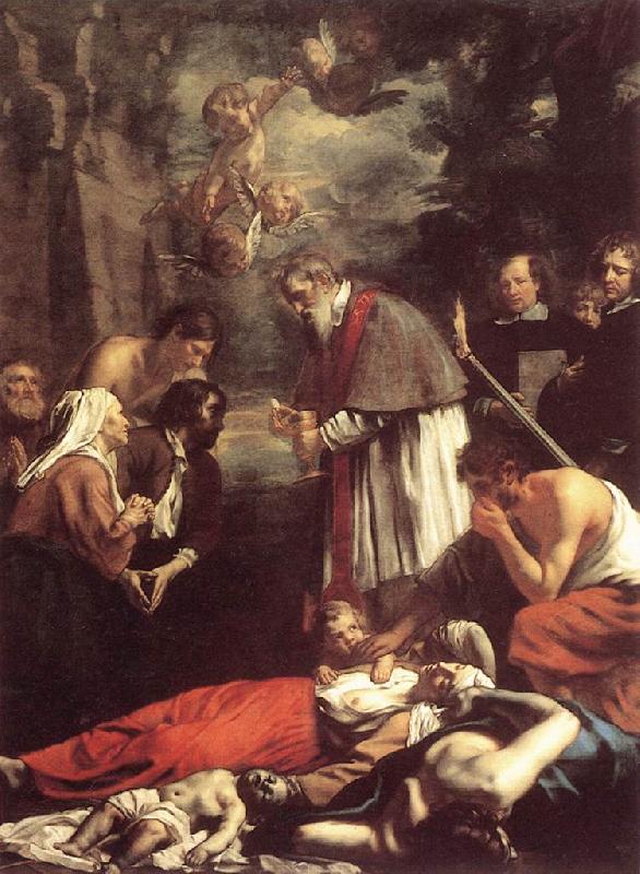 OOST, Jacob van, the Younger St Macarius of Ghent Giving Aid to the Plague Victims sh Germany oil painting art